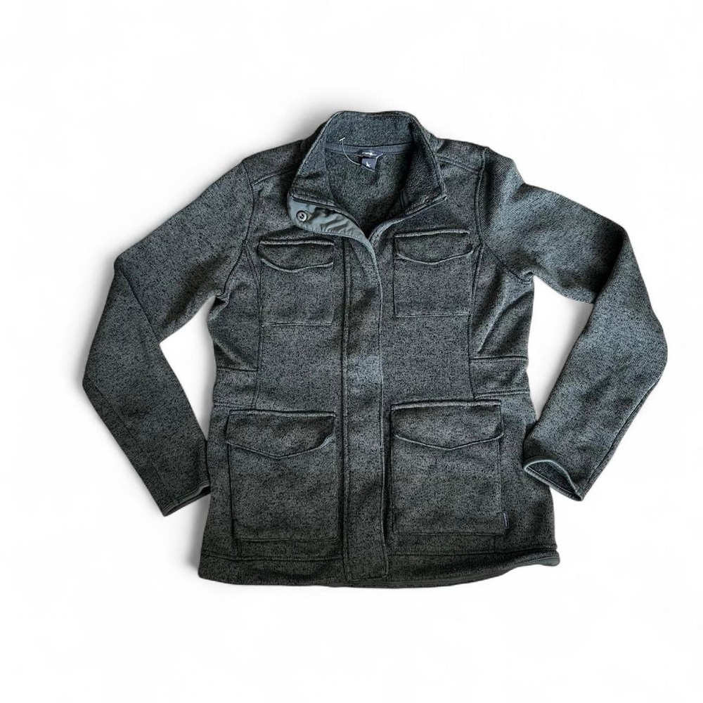 Eddie Bauer woman’s soft and warn Dark green fleece jacket w 4 pockets sz M